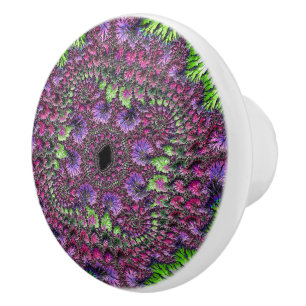 Bouton De Porte En Céramique Art fractal coloré néon vibrant tripant groove