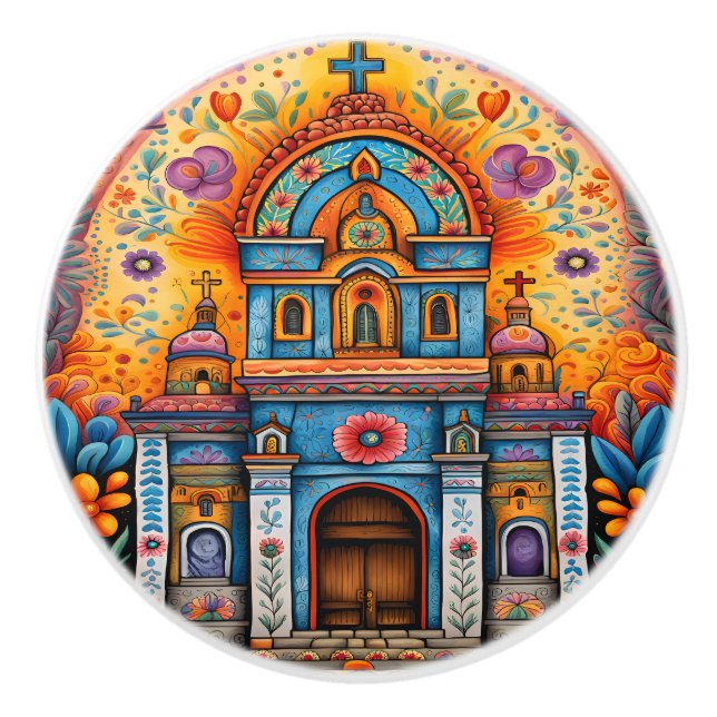 Bouton De Porte En Céramique Art mexicain (Devant)