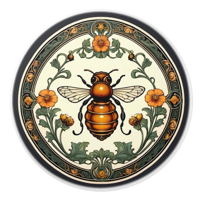 Bouton De Porte En Céramique Art Nouveau Bee-utiful (Devant)