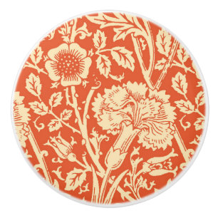 Bouton De Porte En Céramique Art nouveau Carnation Damask, Mandarin Orange