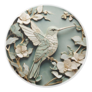 Bouton De Porte En Céramique Art Nouveau Faux Relief Monnaie d'oiseaux colibris