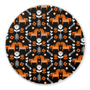 Bouton De Porte En Céramique Art populaire de cheval scandinave