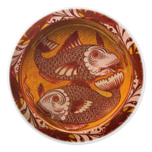 Bouton De Porte En Céramique Arts et artisanat de style William Morris Poisson
