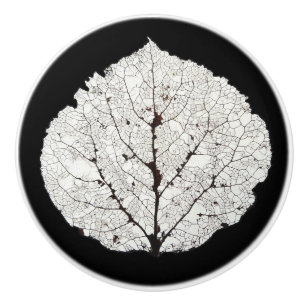 Bouton De Porte En Céramique Aspen Feuille Squelette 1
