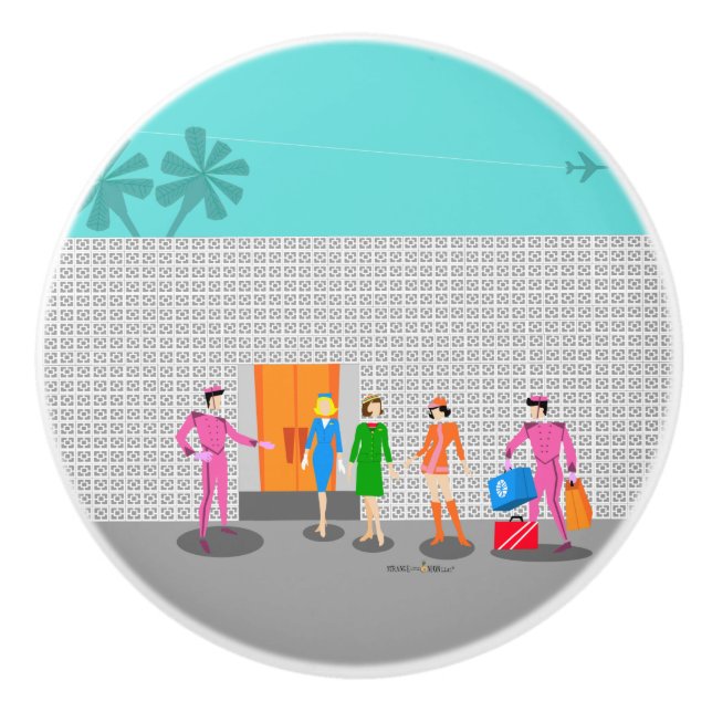 Bouton De Porte En Céramique Atomique Palm Springs Stewardess Party Ceramic Pul (Devant)