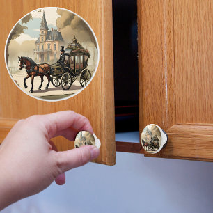 Bouton De Porte En Céramique Attelage victorien
