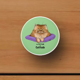Bouton De Porte En Céramique Attitude de chat drôle