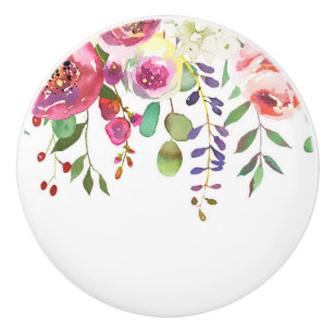 Bouton De Porte En Céramique Audacieux coloré moderne de fleurs florales