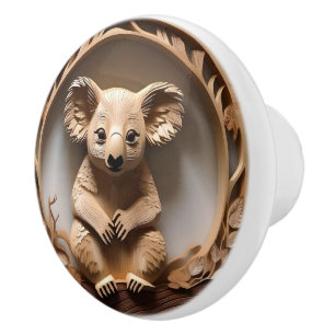 Bouton De Porte En Céramique Australien Câlineur d'Arbres : Koala Ours Impressi