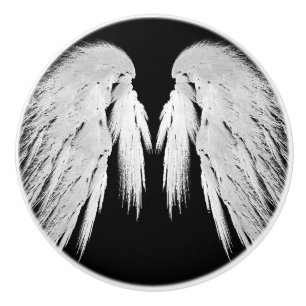 Bouton De Porte En Céramique AVIONS ANGEL Gris Plumes tactiles personnalisables
