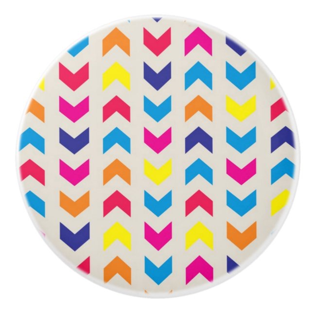 Bouton De Porte En Céramique Aztec Chevron coloré (Devant)