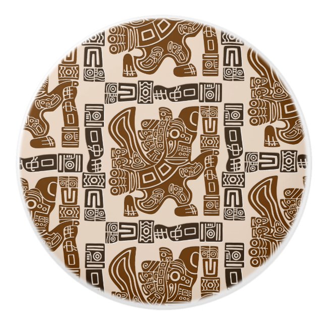 Bouton De Porte En Céramique Aztec Eagle Guerrier Tribal Art antique (Devant)