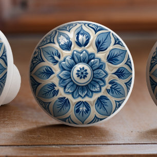 Bouton De Porte En Céramique Azulejo Blue Elegance Ceramic KnobPull