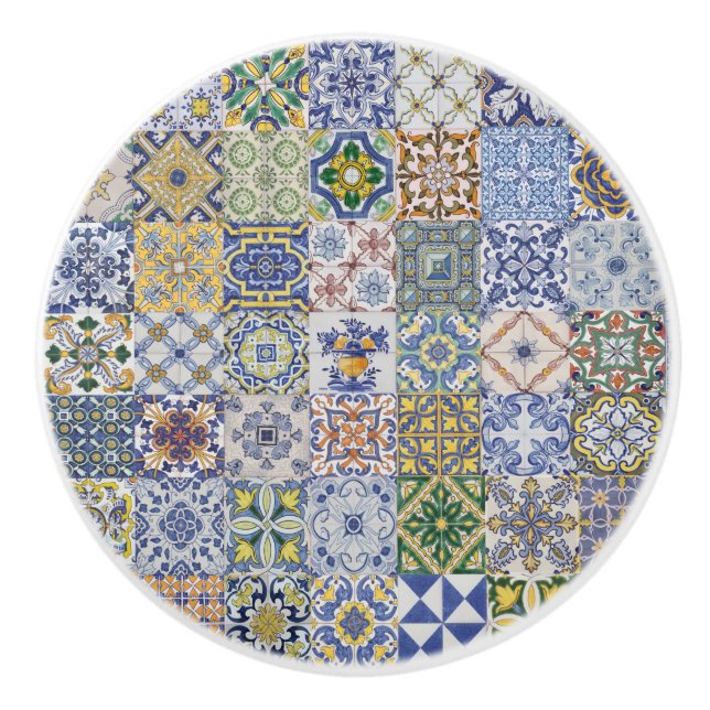 Bouton De Porte En Céramique Azulejos Patchwork (Devant)