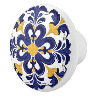 Bouton De Porte En Céramique 💙 💛 Azulejos Porto Fleur