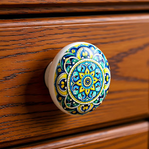 Bouton De Porte En Céramique 💙 💛 Azulejos Séville Bloom