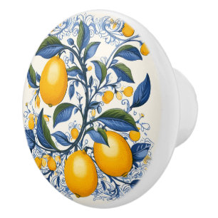 Bouton De Porte En Céramique 💙 💛 Azulejos Vine citron