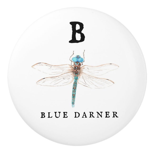 Bouton De Porte En Céramique "B" Bleu Darner (Devant)