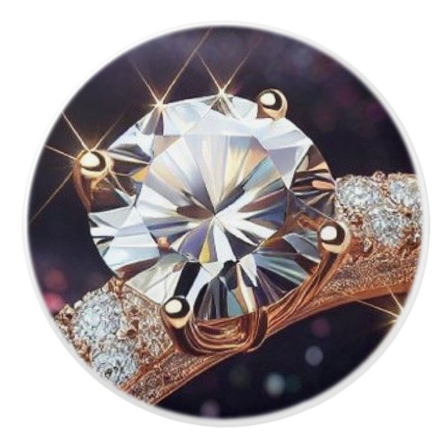 Bouton De Porte En Céramique Bague diamant or (Devant)