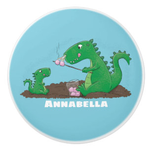 Bouton De Porte En Céramique Baguettes mignonnes grillant des marshmallows dess