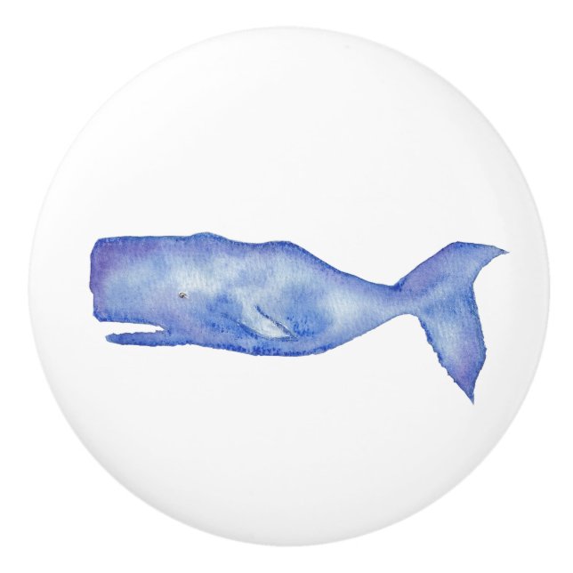 Bouton De Porte En Céramique Baleine à bec d'aquarelle par Charlotte Canzano (Devant)