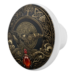 Bouton De Porte En Céramique Baleine Viking Steampunk – Gardien du Nord