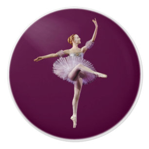Bouton De Porte En Céramique Ballerine dans pourpre et blanc