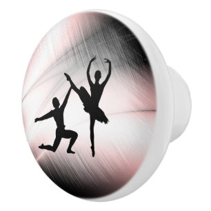 Bouton De Porte En Céramique Ballet Couple Danse Accent rose