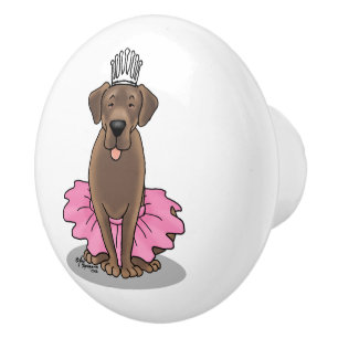 Bouton De Porte En Céramique Ballet Princess Chocolat Lab Labrador Retriever