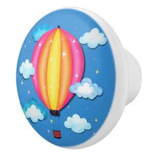Bouton De Porte En Céramique Ballon à Air Chaud Amusant