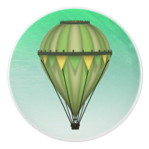 Bouton De Porte En Céramique Ballons à air chaud vert