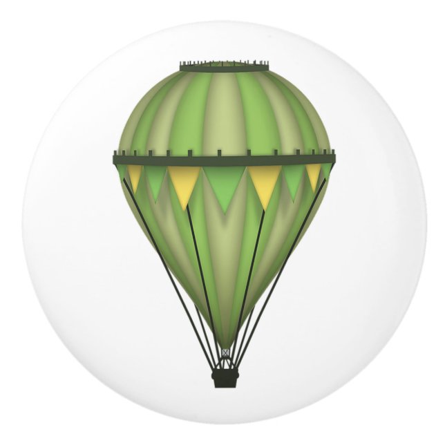 Bouton De Porte En Céramique Ballons à air chaud vert (Devant)