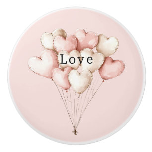 Bouton De Porte En Céramique Ballons en forme de cœur d'amour à la crème rose d