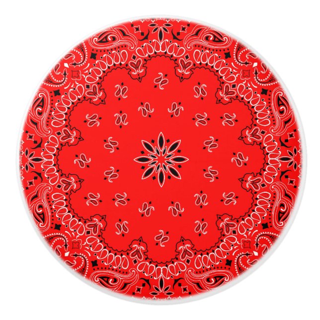 Bouton De Porte En Céramique Bandana rouge (Devant)
