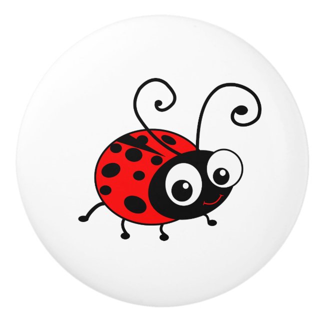 Bouton De Porte En Céramique Bande dessinée mignonne de coccinelle (Devant)