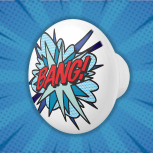 Bouton De Porte En Céramique BANG Amusant Cool Rétro Bande Dessinée Pop Art