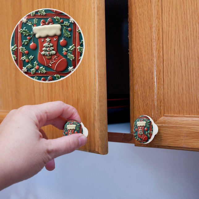 Bouton De Porte En Céramique Bas-Rouges de Noël (Créateur téléchargé)