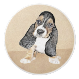 Bouton De Porte En Céramique Basset Hound Peinture Chiot - Art Chien original