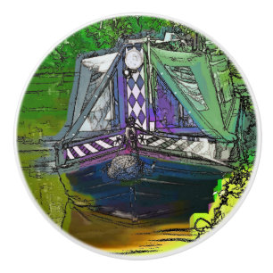 BOUTON DE PORTE EN CÉRAMIQUE BATEAU