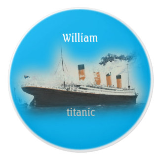 Bouton De Porte En Céramique Bateau de la ligne Titanic Bright Blue Star