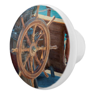 Bouton De Porte En Céramique Bateau de la Marine nautique d'océan