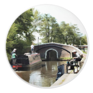 BOUTON DE PORTE EN CÉRAMIQUE BATEAUX DE CANAL