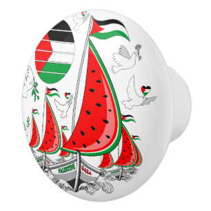 Bouton De Porte En Céramique Bateaux de la Flottille de la Liberté Mondiale à G