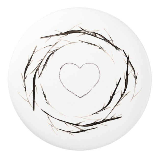 Bouton De Porte En Céramique Bâtons rustiques Branches de brindilles Wreath Pay (Devant)