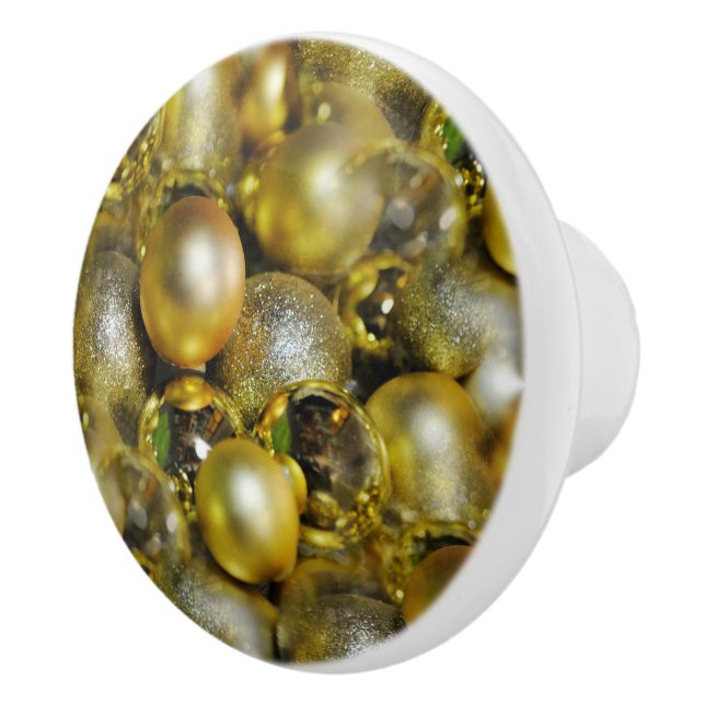 Bouton De Porte En Céramique Baubles de Noël d'or (Droite)