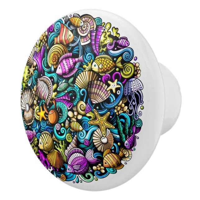 Bouton De Porte En Céramique Beach Sea Life 1 Puits de tiroir (Droite)