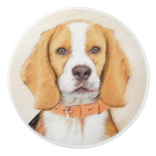Bouton De Porte En Céramique Beagle Hound Dog Peinture Animal Art original