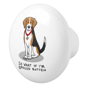 Bouton De Porte En Céramique Beagle pourri Spoché (tri couleur 3) Chien drôle