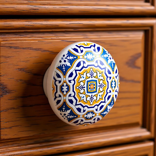 Bouton De Porte En Céramique 💙 Beau bleu Azulejos IV (💙 Beautiful blue Azulejos IV Ceramic Knob)