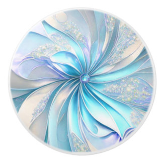 Bouton De Porte En Céramique Beau Bleu Fractal Ceramic Knob